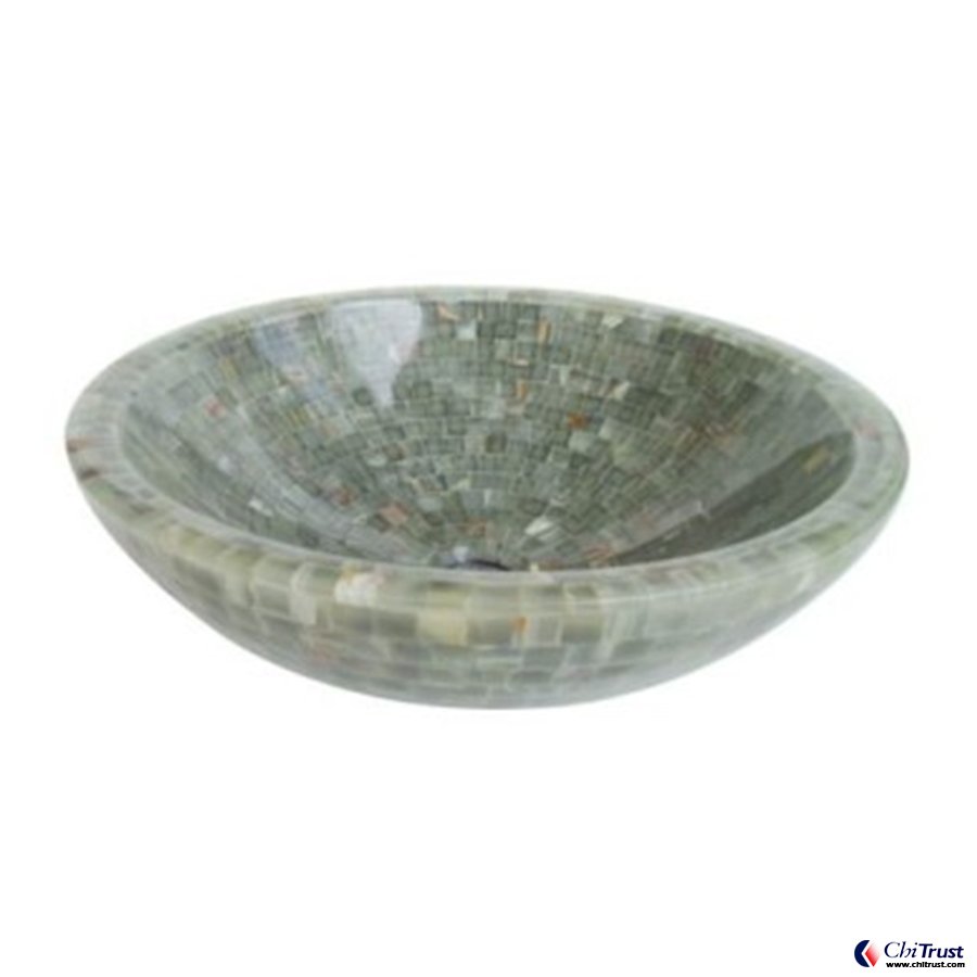 Dark sapphire mosaic stone basin CT615